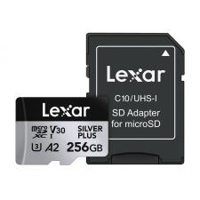 Card de memorie Lexar Professional SILVER PLUS, microSDXC, 256GB, clasa 10, Citire 205 MB/s, Scriere 150 MB/s, Adaptor SD inclus, Negru
