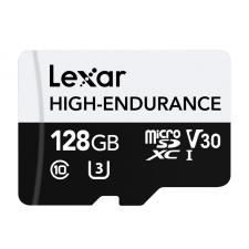 Card de memorie Lexar High-Endurance, microSDHC / microSDXC, 128GB, clasa 10 / U3 / V30, Citire 100 MB/s, Scriere 35 MB/s, Negru