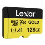Card de memorie Lexar GOLD, microSDXC, 128GB, clasa A1 / U3 / V60, Citire 280 MB/s, Scriere 100 MB/s, Gold 3 - lerato.ro