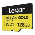 Card de memorie Lexar GOLD, microSDXC, 128GB, clasa A1 / U3 / V60, Citire 280 MB/s, Scriere 100 MB/s, Gold 4 - lerato.ro