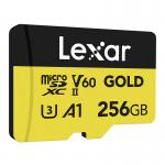 Card de memorie Lexar GOLD, microSDXC, 256GB, clasa A1 / U3 / V60, Citire 280 MB/s, Scriere 180 MB/s, Gold 3 - lerato.ro