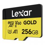 Card de memorie Lexar GOLD, microSDXC, 256GB, clasa A1 / U3 / V60, Citire 280 MB/s, Scriere 180 MB/s, Gold 4 - lerato.ro