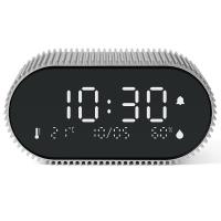 Ceas cu alarma Lexon Ray, Senzor Temperatura / Umiditate, Night Mode, Display Digital, USB-C, Silver