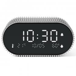 Ceas cu alarma Lexon Ray, Senzor Temperatura / Umiditate, Night Mode, Display Digital, USB-C, Silver