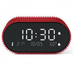 Ceas cu alarma Lexon Ray, Senzor Temperatura / Umiditate, Night Mode, Display Digital, USB-C, Rosu