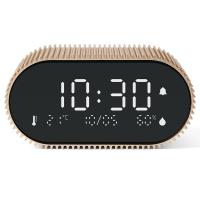 Ceas cu alarma Lexon Ray, Senzor Temperatura / Umiditate, Night Mode, Display Digital, USB-C, Gold
