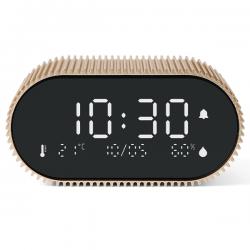 Ceas cu alarma Lexon Ray, Senzor Temperatura / Umiditate, Night Mode, Display Digital, USB-C, Gold