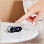 Ceas cu alarma Lexon Minut Mini, Snooze, Display Digital, Control tactil, 800mAh, USB-C, Silver 4 - lerato.ro