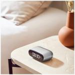 Ceas cu alarma Lexon Minut Mini, Snooze, Display Digital, Control tactil, 800mAh, USB-C, Silver 6 - lerato.ro