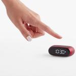 Ceas cu alarma Lexon Minut Mini, Snooze, Display Digital, Control tactil, 800mAh, USB-C, Dark Red 6 - lerato.ro