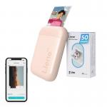 Imprimanta foto portabila Liene Pearl, 2x3 inch, 500mAh, Bluetooth 5.0, USB-C, 50 coli Zink incluse, Roz 3 - lerato.ro