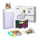 Imprimanta foto portabila Liene Pearl N200 Pro, 2x3 inch, 300 DPI, Bluetooth 5.2, USB-C, 5x cartus cerneala, 50x hartie autoadeziva, Violet 3 - lerato.ro