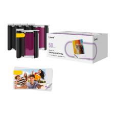Set 50 coli hartie foto + 5 cartuse cerneala compatibile cu imprimanta Liene Pearl N200 Pro, 2x3 inch, 300 DPI, Lucios