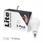 Set 3 becuri Smart LED Lite Bulb Moments, RGB, 8.5W, 2700-6500K, E27, Control aplicatie, WiFi, Bluetooth, Alb 3 - lerato.ro