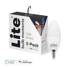 Becuri smart WiFi, Set 3 becuri Smart LED Lite Bulb Moments, RGB, 5W, 2700-6500K, E14, Control aplicatie, WiFi, Bluetooth, Alb, lerato.ro