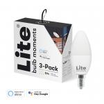 Set 3 becuri Smart LED Lite Bulb Moments, RGB, 5W, 2700-6500K, E14, Control aplicatie, WiFi, Bluetooth, Alb 3 - lerato.ro