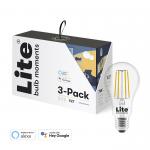 Set 3 becuri Smart LED Lite Bulb Moments, RGB, 6W, 2700-6500K, E27, Control aplicatie, WiFi, Bluetooth, Alb 3 - lerato.ro