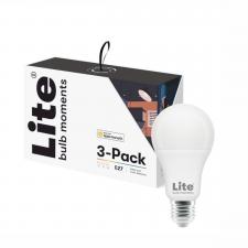 Becuri smart WiFi, Set 3 becuri Smart LED Lite Bulb Moments, RGB, 9W, 2700-6500K, E27, Control aplicatie, WiFi, Bluetooth, Alb, lerato.ro
