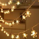 Instalatie Craciun LED Snowflake and Star, 10m, 80 luminite, 3xAA, Alb 8 - lerato.ro