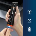 Aparat de tuns electric MaxGroom JK-666, 5W, 7000 RPM, 1200 mAh, Autonomie 2h, IPX6, USB-C, Accesorii incluse Negru 8 - lerato.ro