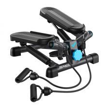 Aparat fitness tip stepper MERACH MR-2354B2, 2 cabluri de rezistenta incluse, Sarcina maxima 150kg, Afisaj LCD, Negru