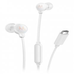 Casti audio cu microfon Motorola Earbuds 3C-S, In-ear, Control pe fir, USB-C, Lungime cablu 1.2m, Alb