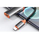 Adaptor audio si incarcare USB-C la 2x USB-C mama CA-0520, PD 60W, Argintiu/Portocaliu