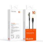 Cablu pentru incarcare si transfer date Mcdodo CA-3391, Unghi incarcare de 90 grade, Prism USB-C/Lightning, 36W, 3A, 1.8m, Negru