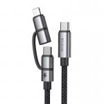 Cablu pentru incarcare si transfer de date Mcdodo CA-0450 2 in 1, USB-C/Lightning - USB-C, 10Gbps, 4K 60Hz, 5A, 1.2m, Negru/Gri 4 - lerato.ro