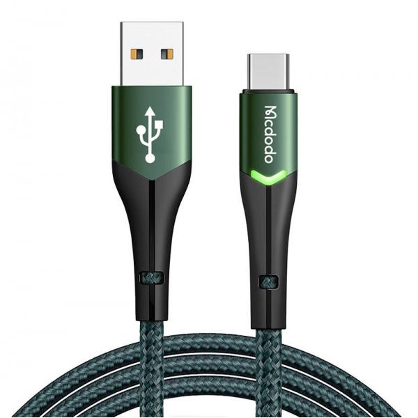 Cablu pentru incarcare si transfer date Mcdodo CA-7961 Magnificence Indicator LED, USB/USB-C, 3A, 1m, Verde
