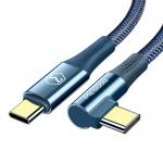 Cablu pentru incarcare si transfer date Mcdodo CA-8324 Firefox Unghi incarcare de 90 grade, USB-C/USB-C, 100W, 5A, 2m, Albastru