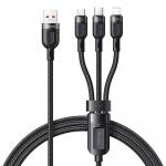 Cablu pentru incarcare si transfer date Mcdodo CA-6930 3 in 1, USB Type-C/Lightning/Micro-USB, 66W, 6A, 1.2m, Negru 2 - lerato.ro