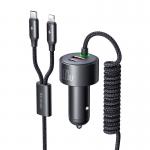 Incarcator auto Mcdodo CC-0370, 120W, 1 x USB, 1 x USB-C, 1x Cablu USB-C, 1 x Cablu Lightning, Negru 2 - lerato.ro