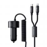 Incarcator auto Mcdodo CC-0370, 120W, 1 x USB, 1 x USB-C, 1x Cablu USB-C, 1 x Cablu Lightning, Negru 3 - lerato.ro
