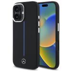 Carcasa Mercedes Silicone Blue Stripe cu MagSafe compatibila cu iPhone 16, Negru 4 - lerato.ro