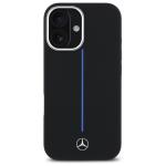 Carcasa Mercedes Silicone Blue Stripe cu MagSafe compatibila cu iPhone 16, Negru 2 - lerato.ro