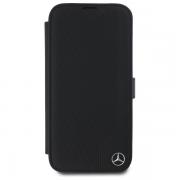 Carcasa  Mercedes Leather Wood Imitation compatibila cu iPhone 16, Negru