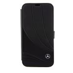 Carcasa Mercedes Leather Wave Pattern compatibila cu iPhone 15 Pro, Negru 2 - lerato.ro