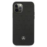 Carcasa Mercedes Leather Stars Pattern compatibila cu iPhone 12 / 12 Pro, Negru 2 - lerato.ro
