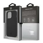 Carcasa Mercedes Leather Meshed Metal Logo compatibila cu iPhone 13 Pro / 13, Negru 9 - lerato.ro