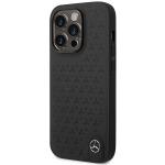 Carcasa Mercedes Leather Stars Pattern compatibila cu iPhone 14 Pro, Negru 3 - lerato.ro
