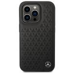 Carcasa Mercedes Leather Stars Pattern compatibila cu iPhone 14 Pro, Negru 2 - lerato.ro