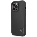 Carcasa Mercedes Leather Wave Pattern compatibila cu iPhone 14 Pro, Negru 3 - lerato.ro