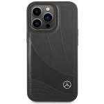 Carcasa Mercedes Leather Wave Pattern compatibila cu iPhone 14 Pro, Negru 2 - lerato.ro