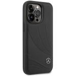 Carcasa Mercedes Leather Wave Pattern compatibila cu iPhone 14 Pro, Negru 5 - lerato.ro