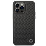 Carcasa Mercedes Leather Stars Pattern compatibila cu iPhone 14 Pro Max, Negru 2 - lerato.ro