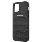 Carcasa Mercedes Leather Debossed Lines compatibila cu iPhone 12 Mini, Negru 7 - lerato.ro
