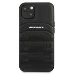 Carcasa Mercedes AMG Leather Debossed Lines compatibila cu iPhone 13 Mini, Negru 2 - lerato.ro