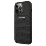 Carcasa Mercedes AMG Leather Debossed Lines compatibila cu iPhone 13 Pro Max, Negru 3 - lerato.ro