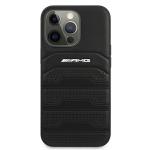 Carcasa Mercedes AMG Leather Debossed Lines compatibila cu iPhone 13 Pro Max, Negru 2 - lerato.ro
